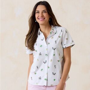 Tommy Bahama Disney Women’s Nova Wave Beach Cruiser Camp Shirt size Small